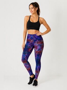 RBX High Waisted Pixel Print Leggings Purple Blue Red Yoga Athletic Size Small
